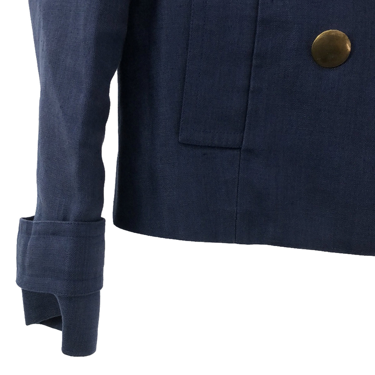 Chloe | Linen Metal Button Peacoat | Size 36 | Navy | Women's