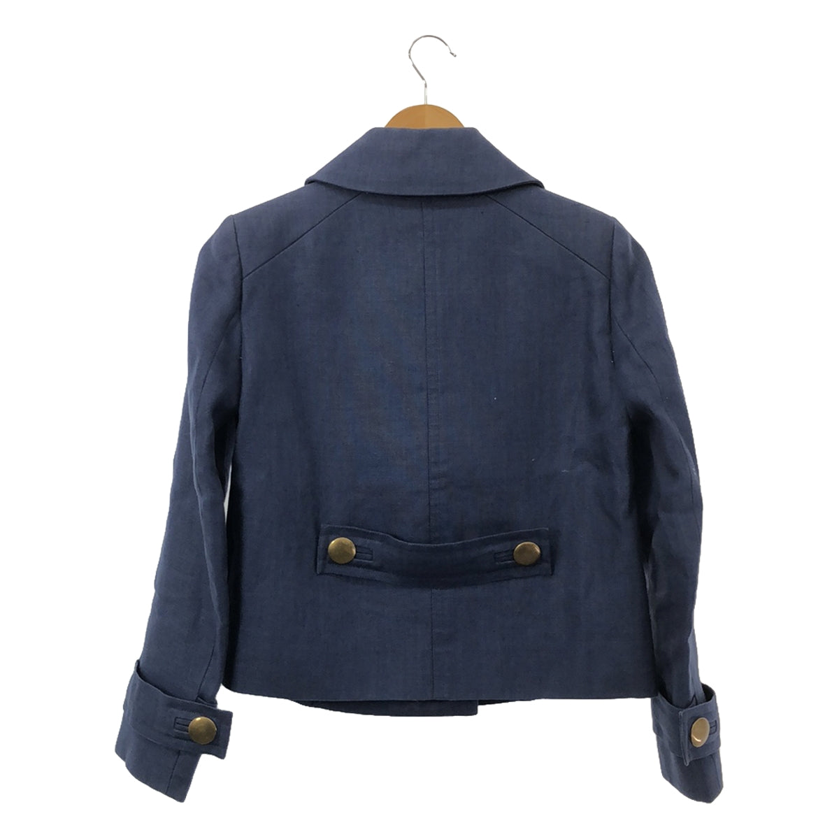 Chloe | Linen Metal Button Peacoat | Size 36 | Navy | Women's