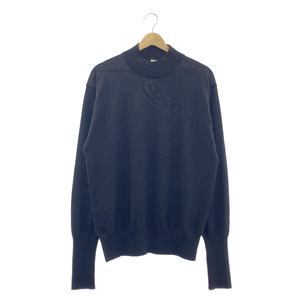【美品】  L’ECHOPPE LE / エルイー | 2021AW | 16G Mock Neck / ウール モックネック ニット セーター | 3 | ブラック | メンズ