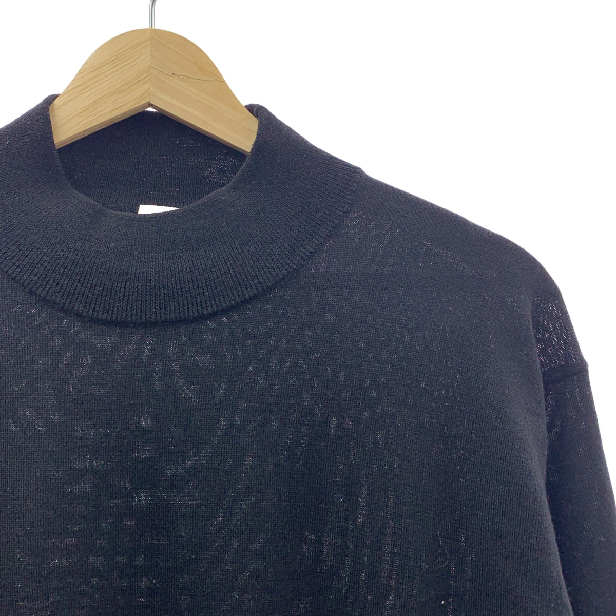 【美品】  L’ECHOPPE LE / エルイー | 2021AW | 16G Mock Neck / ウール モックネック ニット セーター | 3 | ブラック | メンズ