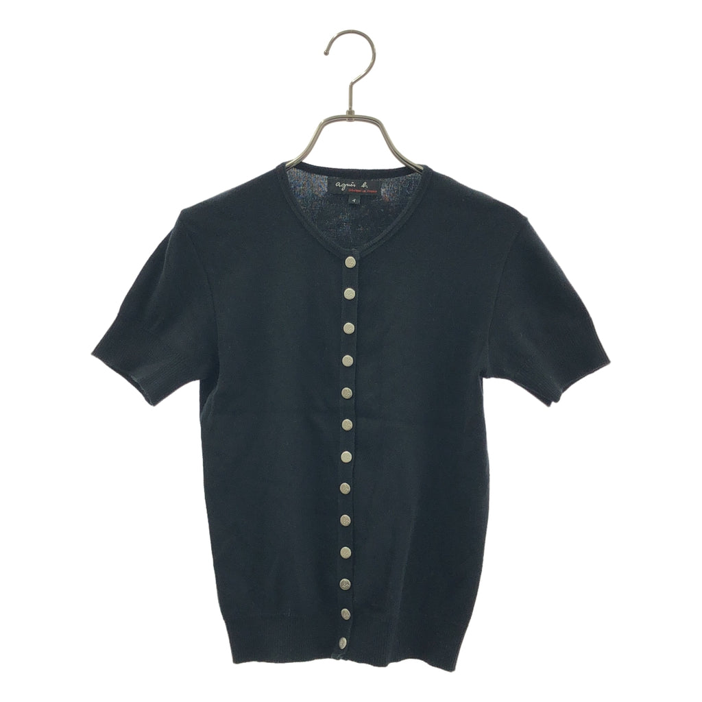 Agnes b. / アニエスベー | コットン ロゴボタン S/S ニット カーディガン | T | レディース