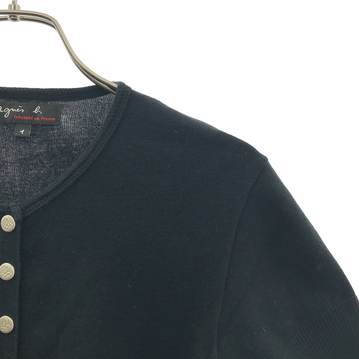 Agnes b. / 아니에스베이 | 코튼 로고 버튼 S/S 니트 가디건 | T |