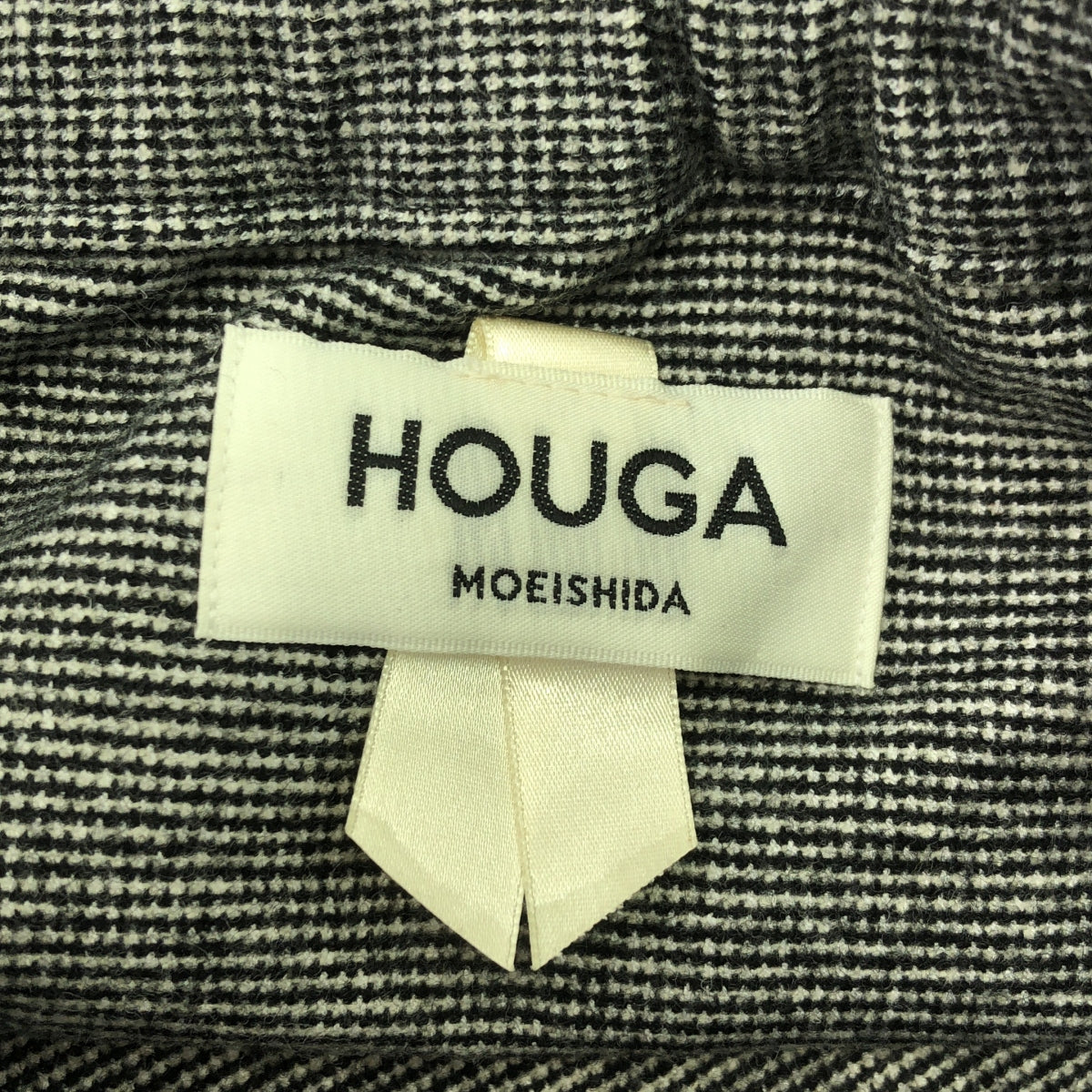 HOUGA / ホウガ | ウール混 チェック 袖フリル ボリューム ワンピース | F | ブラック/グレー | レディース