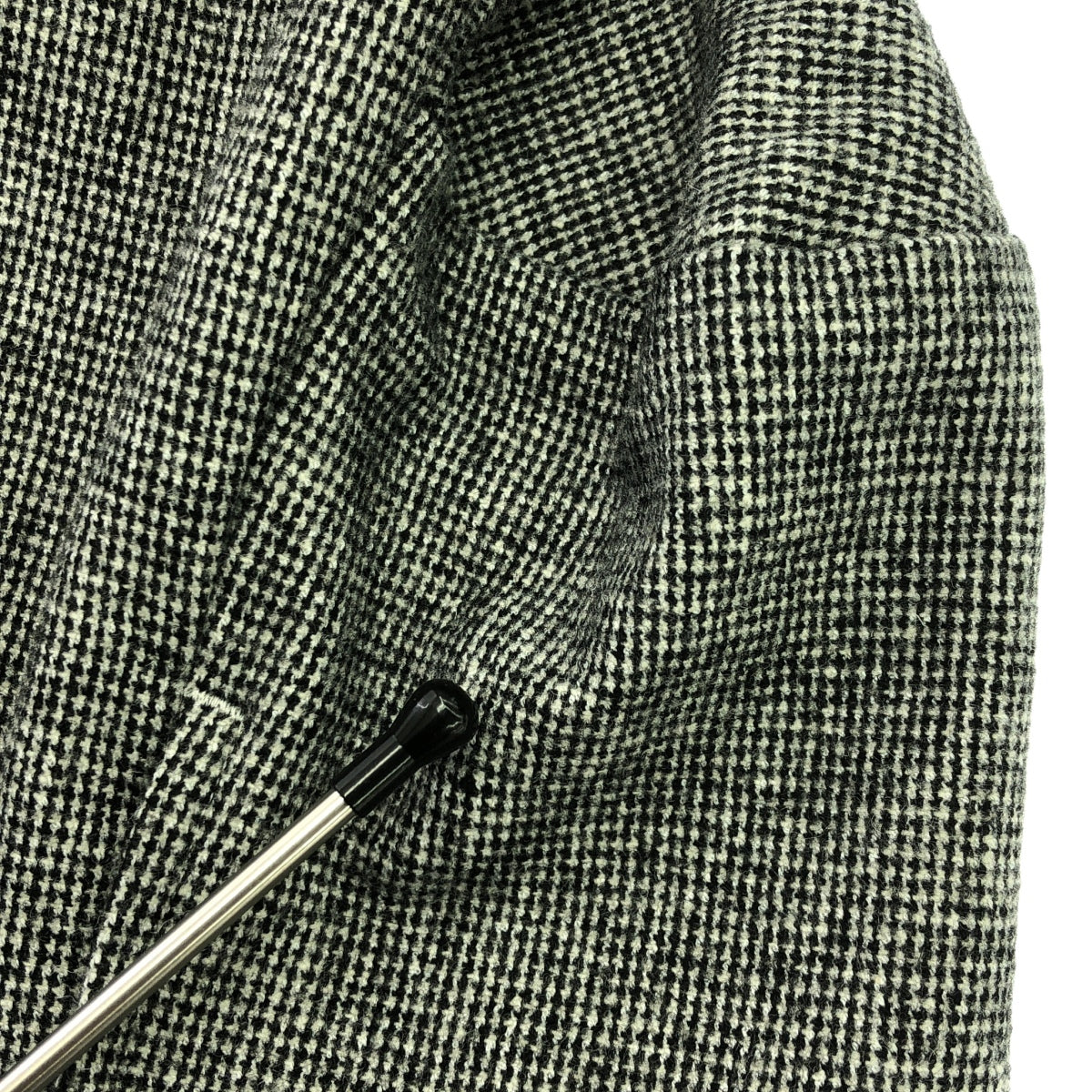 HOUGA / 호우가 | 양모 혼합 체크 소매 프릴 볼륨 원피스 | F | 블랙/그레이 | 여성