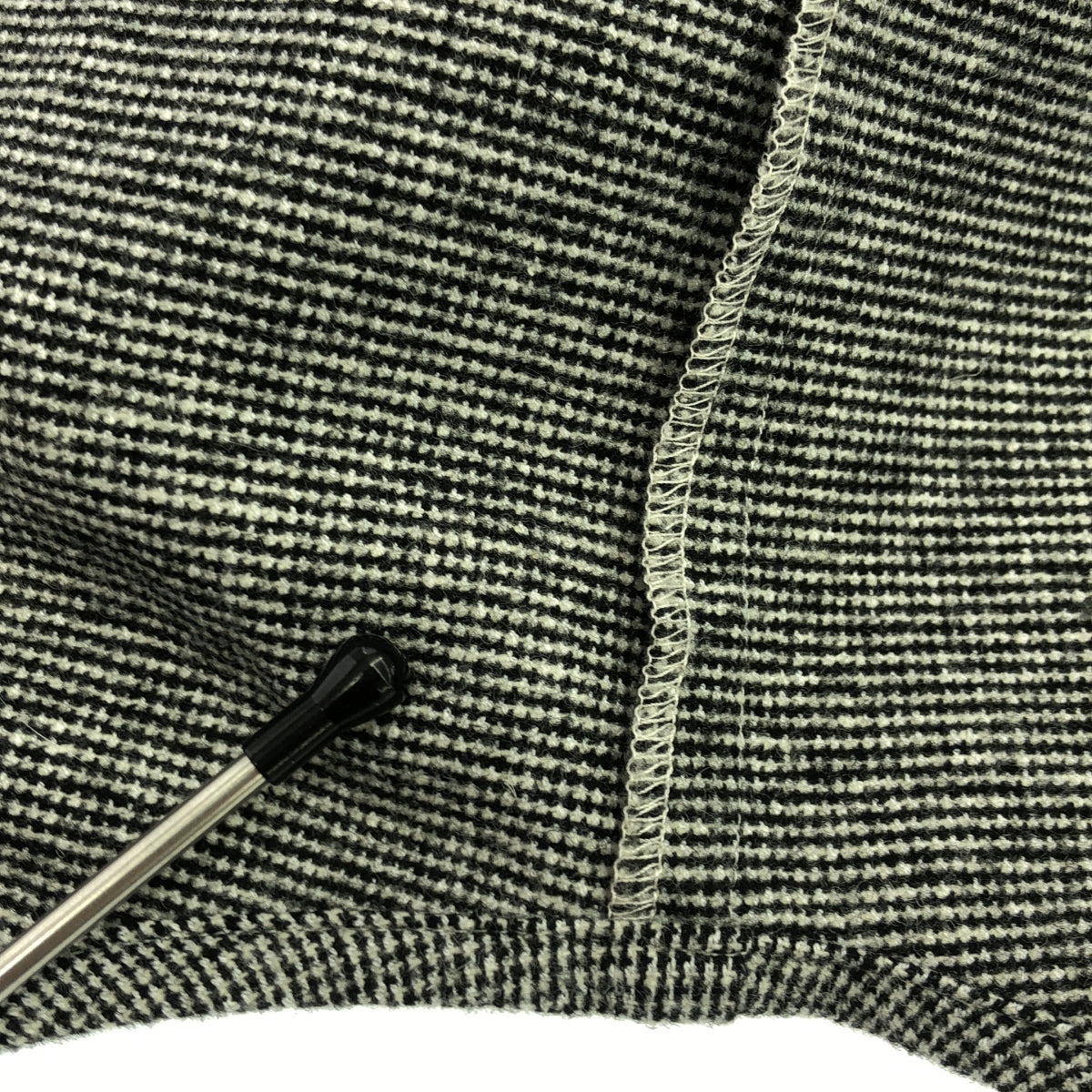 HOUGA / 호우가 | 양모 혼합 체크 소매 프릴 볼륨 원피스 | F | 블랙/그레이 | 여성