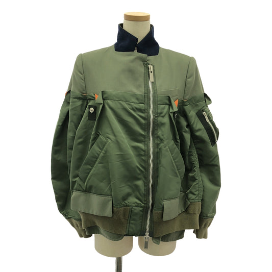 sacai / サカイ | 2021AW | MA-1 Bomber Jacket / 異素材 切替 ドッキング ミリタリー フライト ボンバー ジャケット ブルゾン | 2 | レディース