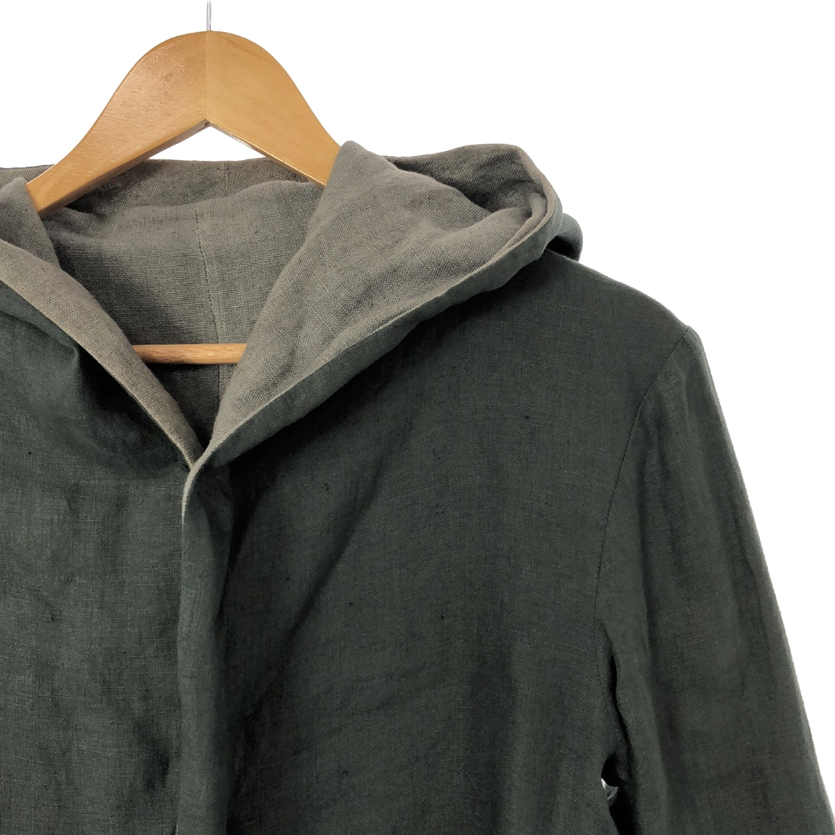 m.a+ / M.A.Cross | Reversible Linen Jacket Hoodie | Grey/Dark Green | Men's