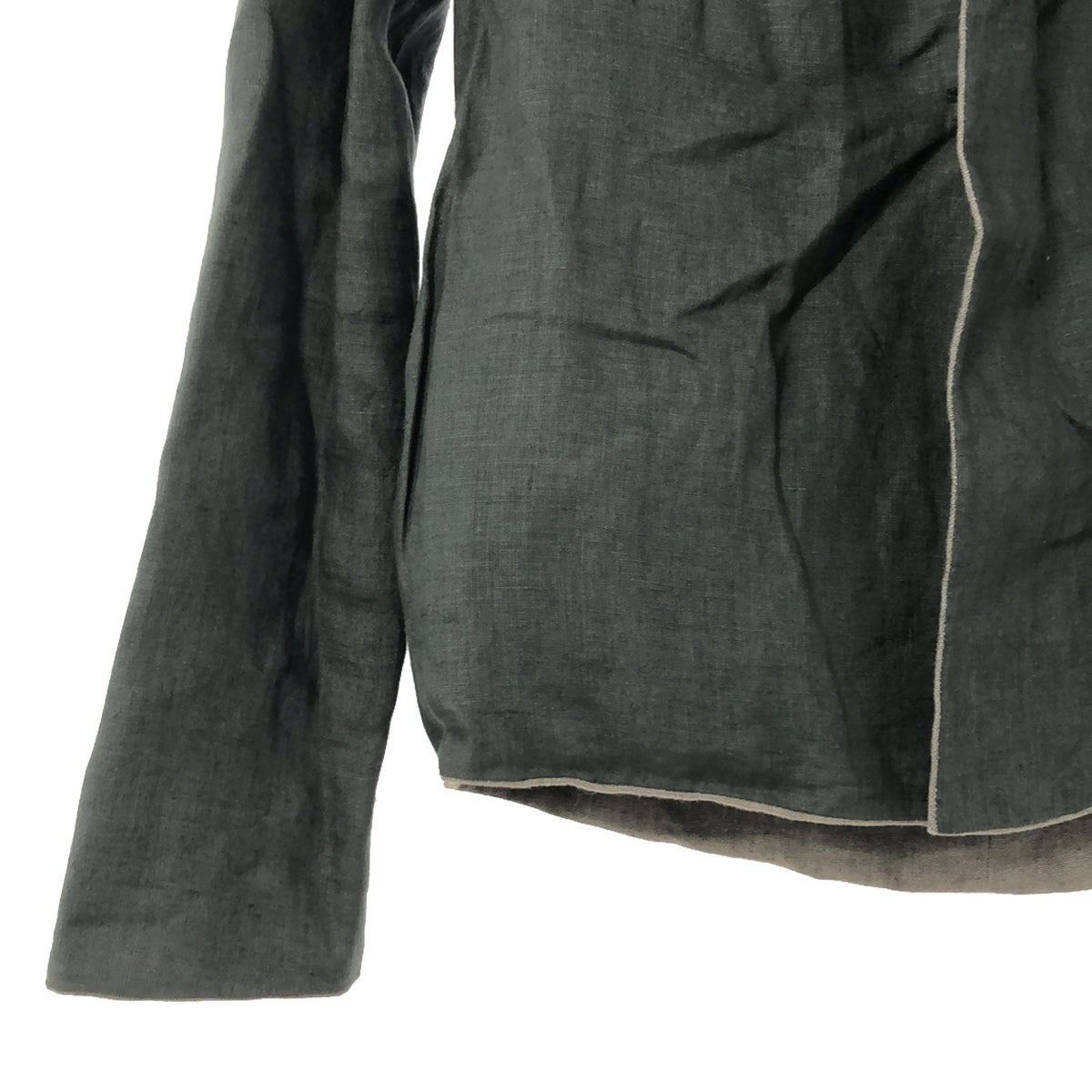 m.a+ / M.A.Cross | Reversible Linen Jacket Hoodie | Grey/Dark Green | Men's