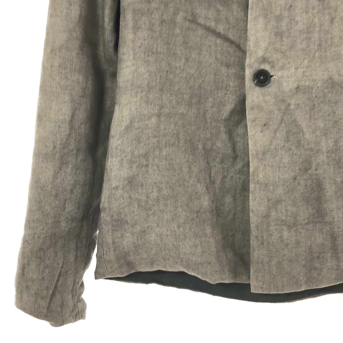 m.a+ / M.A.Cross | Reversible Linen Jacket Hoodie | Grey/Dark Green | Men's