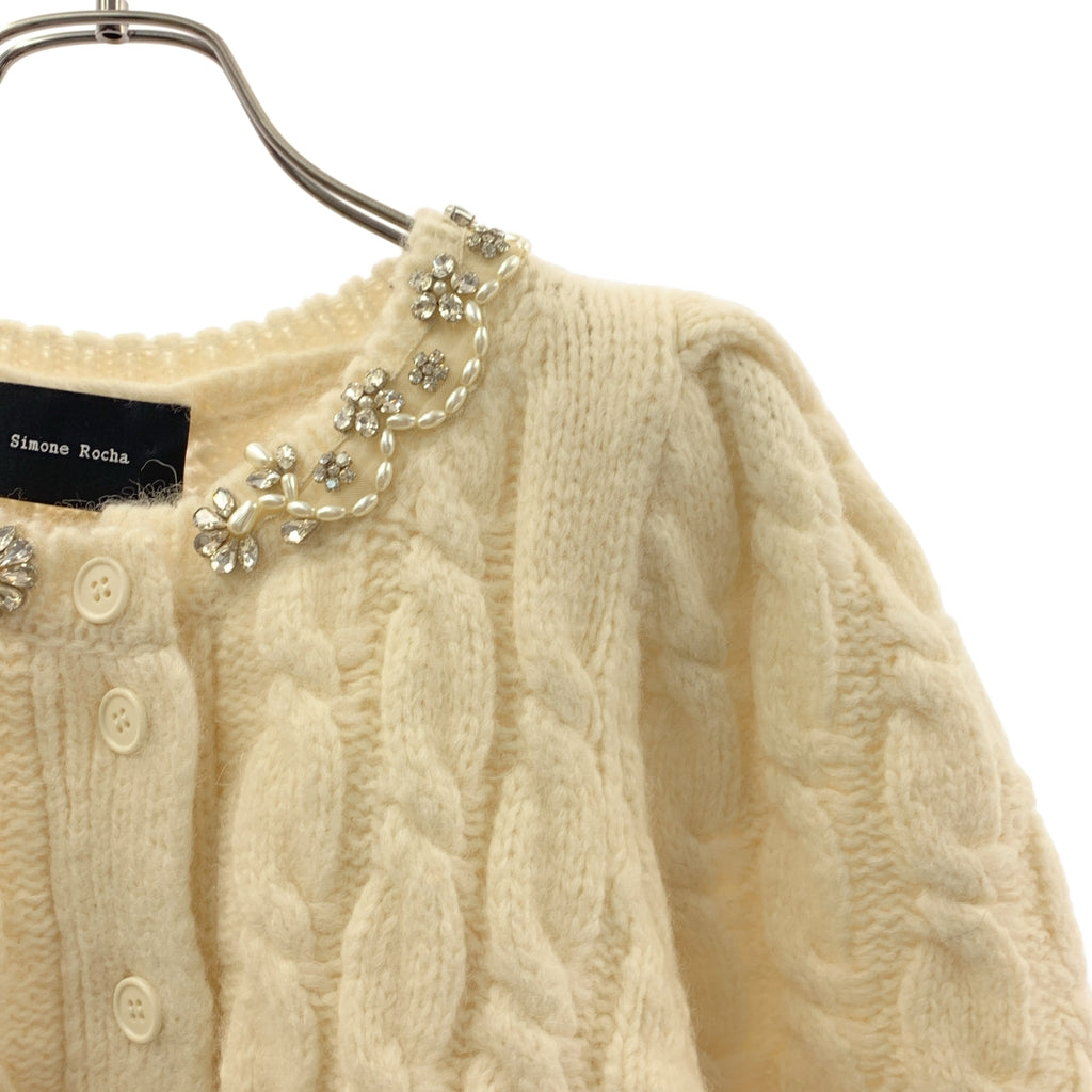 Simone Rocha / シモーネロシャ | ビジュー 装飾 パフスリーブ ニット カーディガン | L | レディース