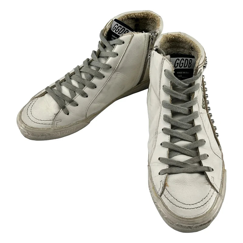 GOLDEN GOOSE / ゴールデングース | SLIDE ダメージ加工 スタッズ サイドジップ ハイカットスニーカー | 38 | レディース