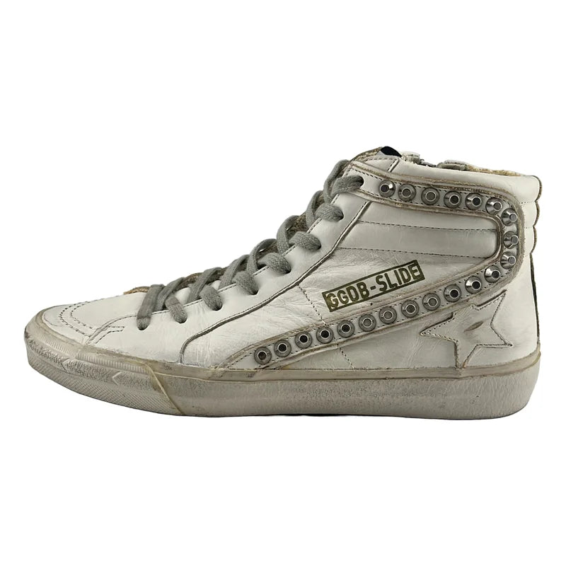 GOLDEN GOOSE / ゴールデングース | SLIDE ダメージ加工 スタッズ サイドジップ ハイカットスニーカー | 38 | レディース