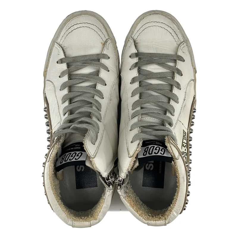 GOLDEN GOOSE / ゴールデングース | SLIDE ダメージ加工 スタッズ サイドジップ ハイカットスニーカー | 38 | レディース