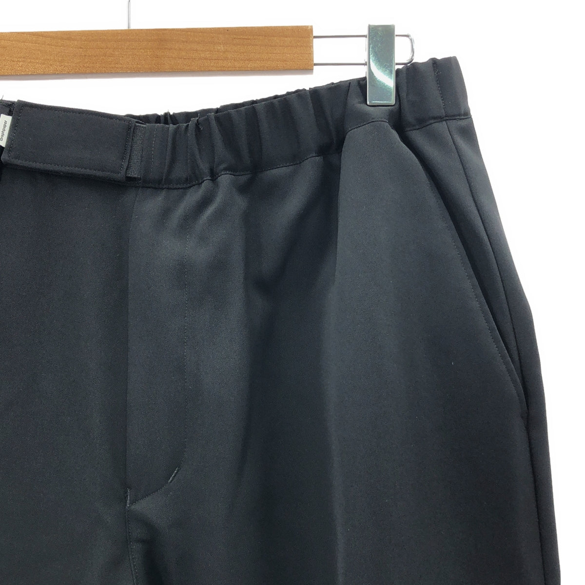 【美品】  Graphpaper / グラフペーパー | Scale Off Wool Wide Tapered Chef Pants ウールギャバ ワイドテーパード シェフパンツ | 2 | ブラック | メンズ