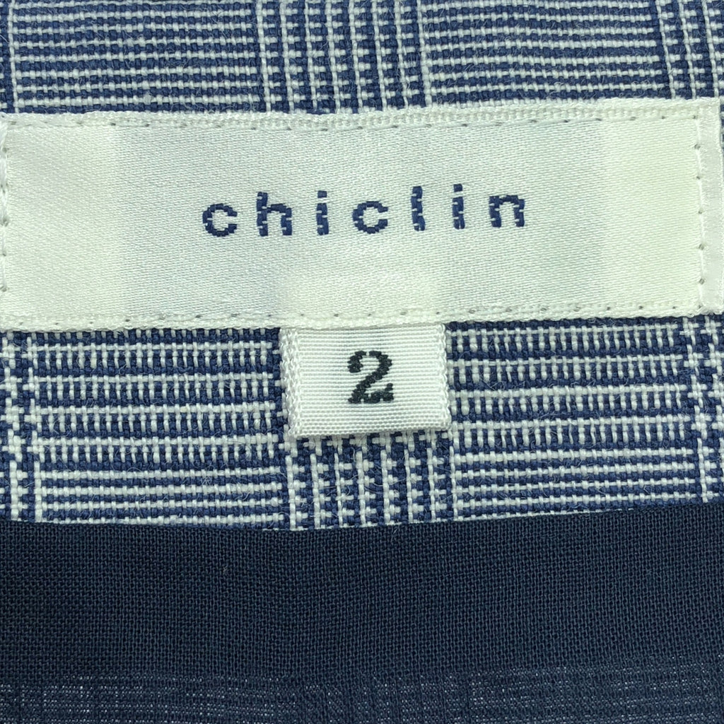 chiclin / チクリン | リネン チェック フレア スカート | 2 | ネイビー系 | レディース