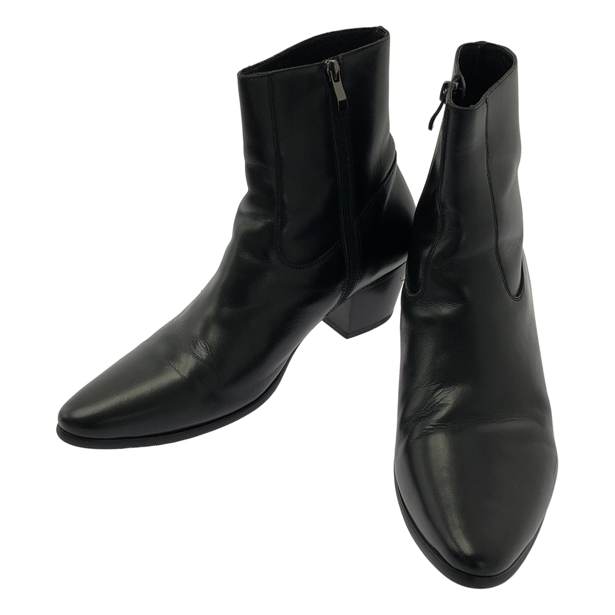 【미품】 PANERO / 파네로 | 가죽 사이드 Zip 짧은 부츠 | 44 | 블랙 | 남성