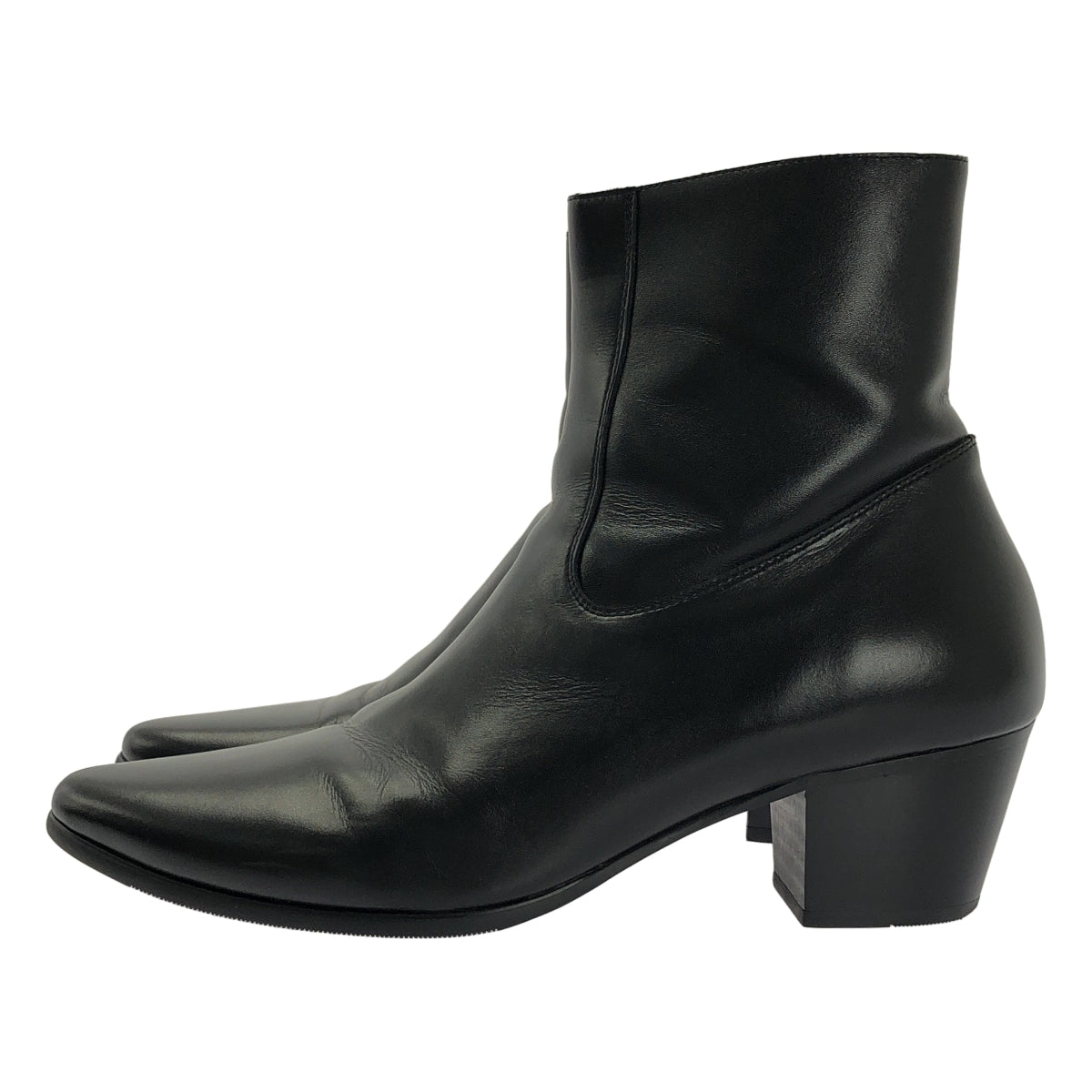 【미품】 PANERO / 파네로 | 가죽 사이드 Zip 짧은 부츠 | 44 | 블랙 | 남성