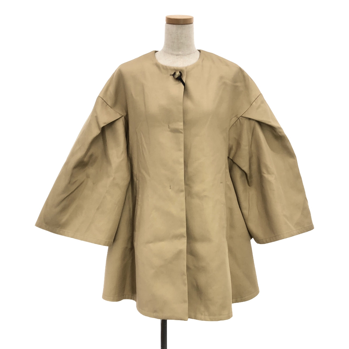 [New] Max Mara | MANTELLA Cotton No-Collar Poncho Cape Coat | S | Beige | Women's