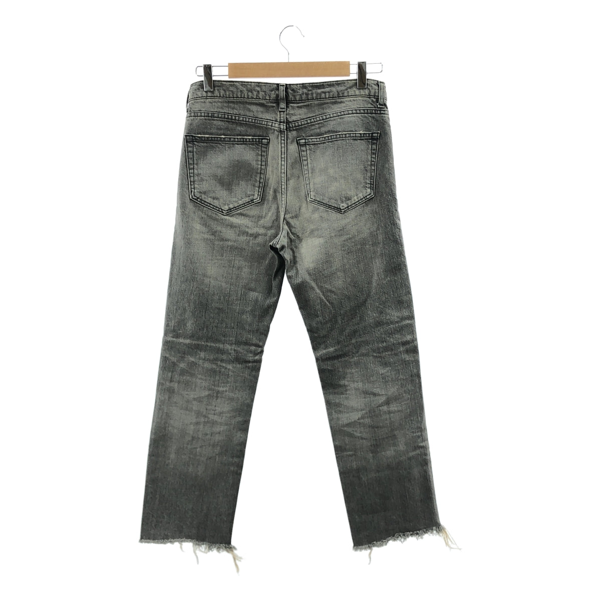 L'Appartement / アパルトモン | BOY straight DENIM / ボーイズ ストレート カットオフ ブラックデニム パンツ | 34 | チャコールグレー | レディース