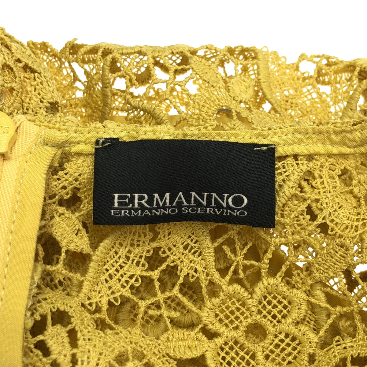 ERMANNO SCERVINO / 엘만노 쉘비노 | 레이스 민소매 원피스 | 40 | 옐로우 | 여성