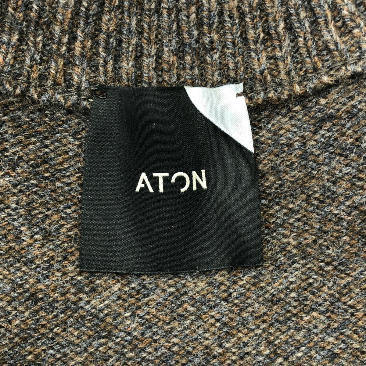 ATON / エイトン | SILTE MOULINE OVERSIZED MOCKNECK SWEATER オーバーサイズド モックネック ウールニット | 02 | ブラウン | レディース