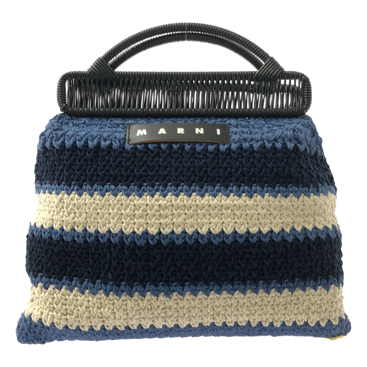 MARNI / マルニ | コットン クロシェ ボーダー ハンドバッグ |