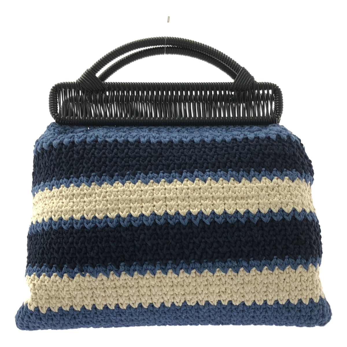 MARNI / マルニ | コットン クロシェ ボーダー ハンドバッグ |