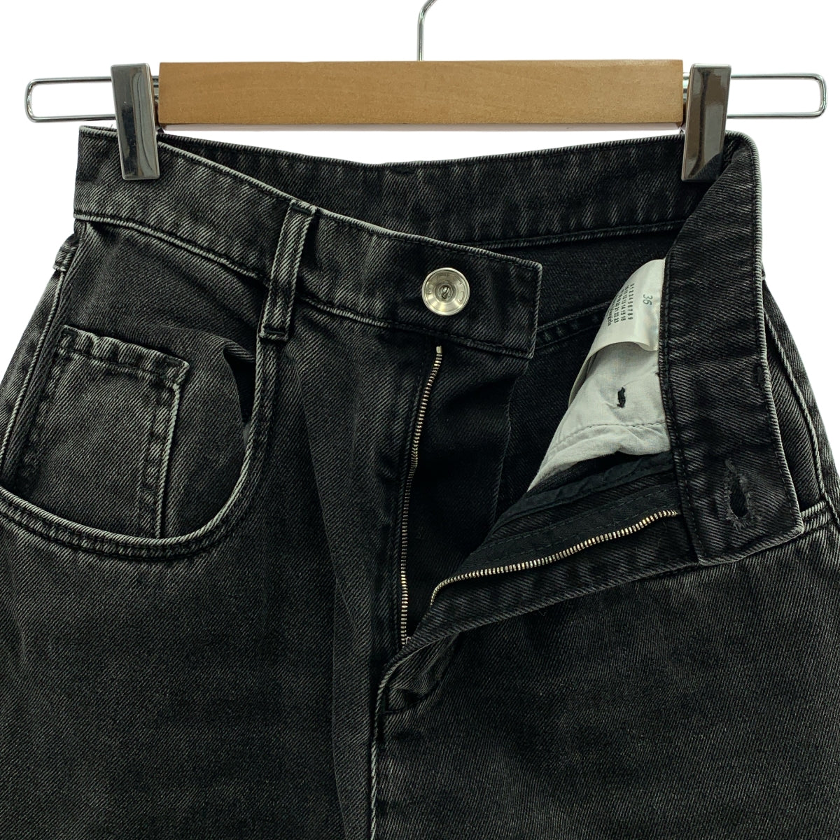 Maison Margiela / メゾンマルジェラ | 2023AW | PANTS 5 POCKETS / スラッシュ ブラック デニムパンツ | 36 | レディース