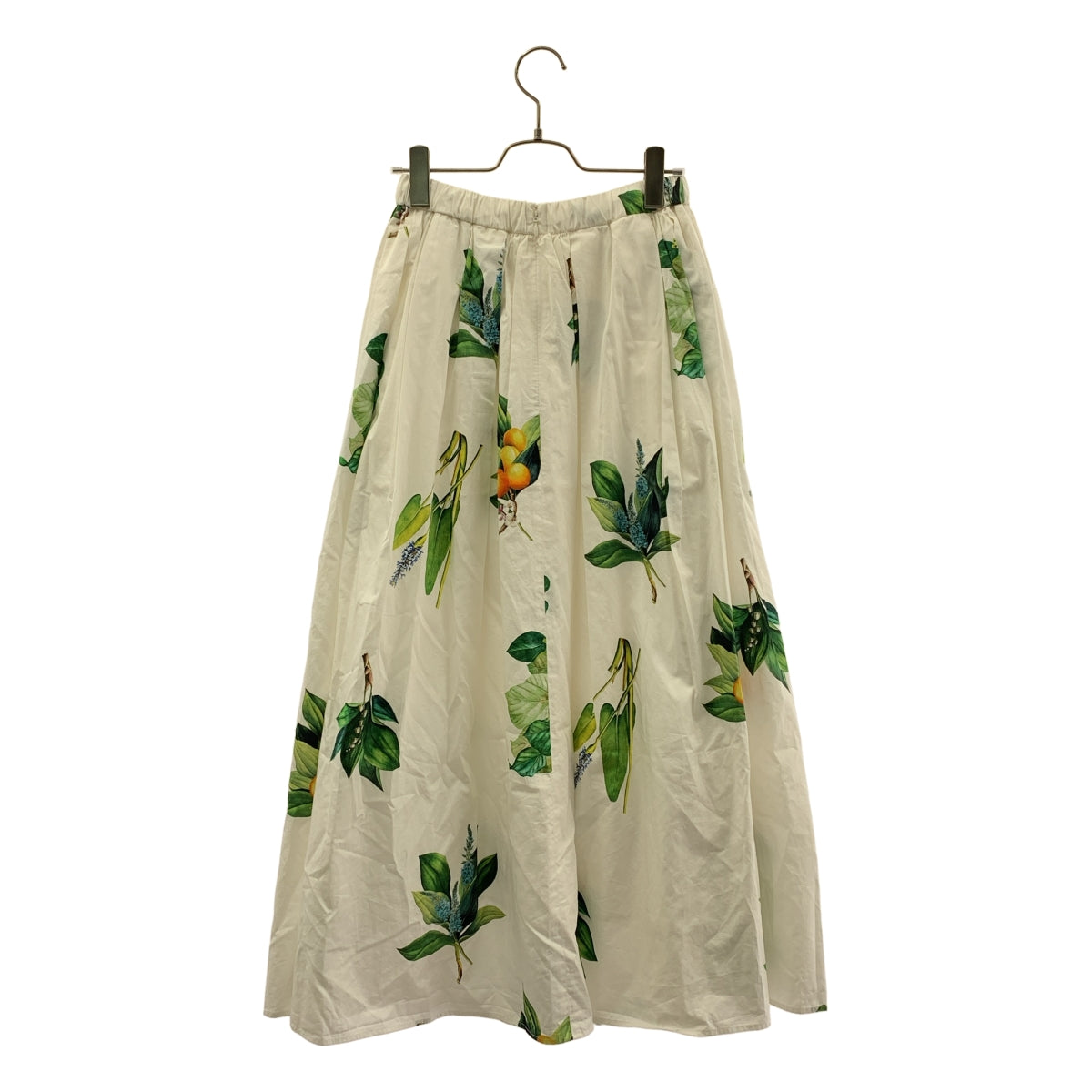 CADUNE / カデュネ | ドローストリング グリーンコットンスカート / 裏地付き | 34 | ホワイト/グリーン | レディース