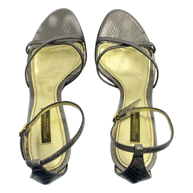 DOLCE＆GABBANA / ドルチェ＆ガッバーナドルガバ | レザー型押し ストラップ サンダル | 35 1/2 | レディース
