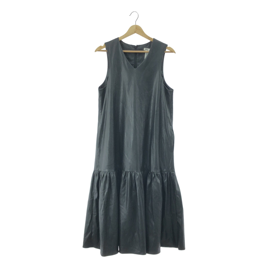 DOUBLE STANDARD CLOTHING / ダブルスタンダードクロージング | 2023AW | フェイクレザー ジャンパースカート ノースリーブ ワンピース | 38 | ブラック | レディース