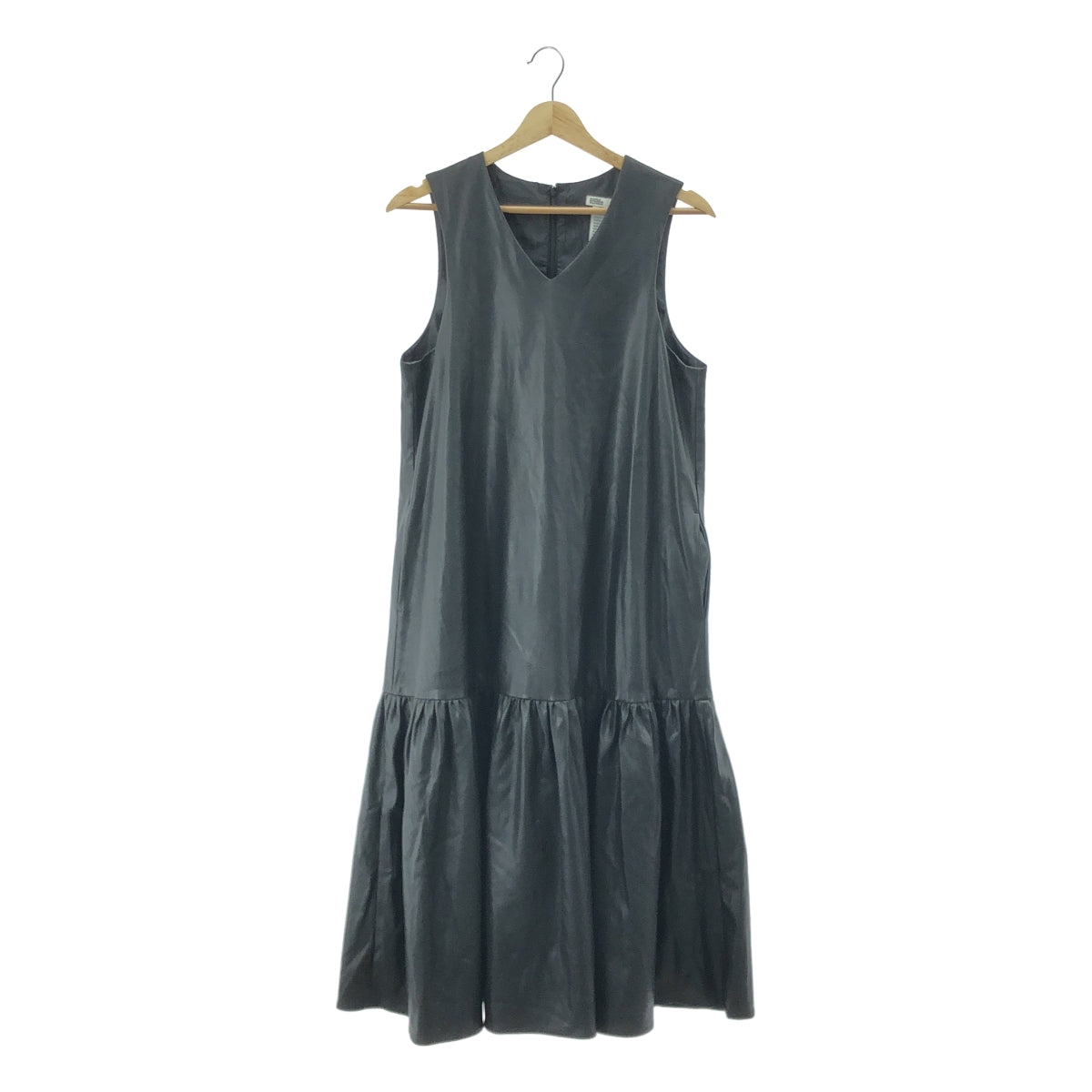 DOUBLE STANDARD CLOTHING / ダブルスタンダードクロージング | 2023AW | フェイクレザー ジャンパースカート ノースリーブ ワンピース | 38 | ブラック | レディース