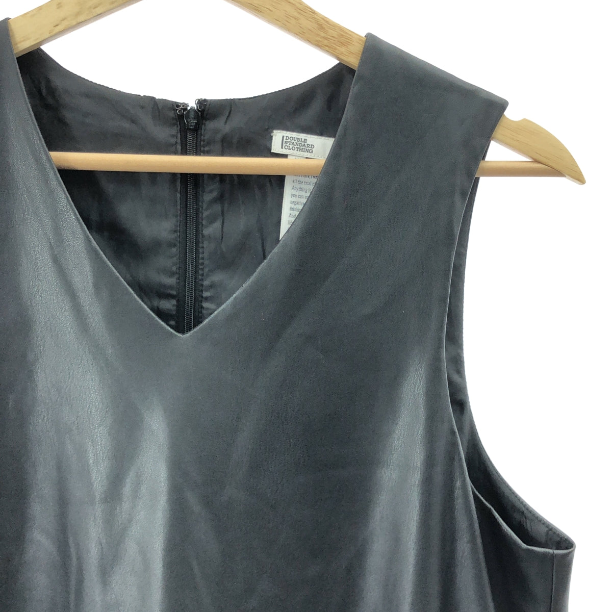 DOUBLE STANDARD CLOTHING / ダブルスタンダードクロージング | 2023AW | フェイクレザー ジャンパースカート ノースリーブ ワンピース | 38 | ブラック | レディース