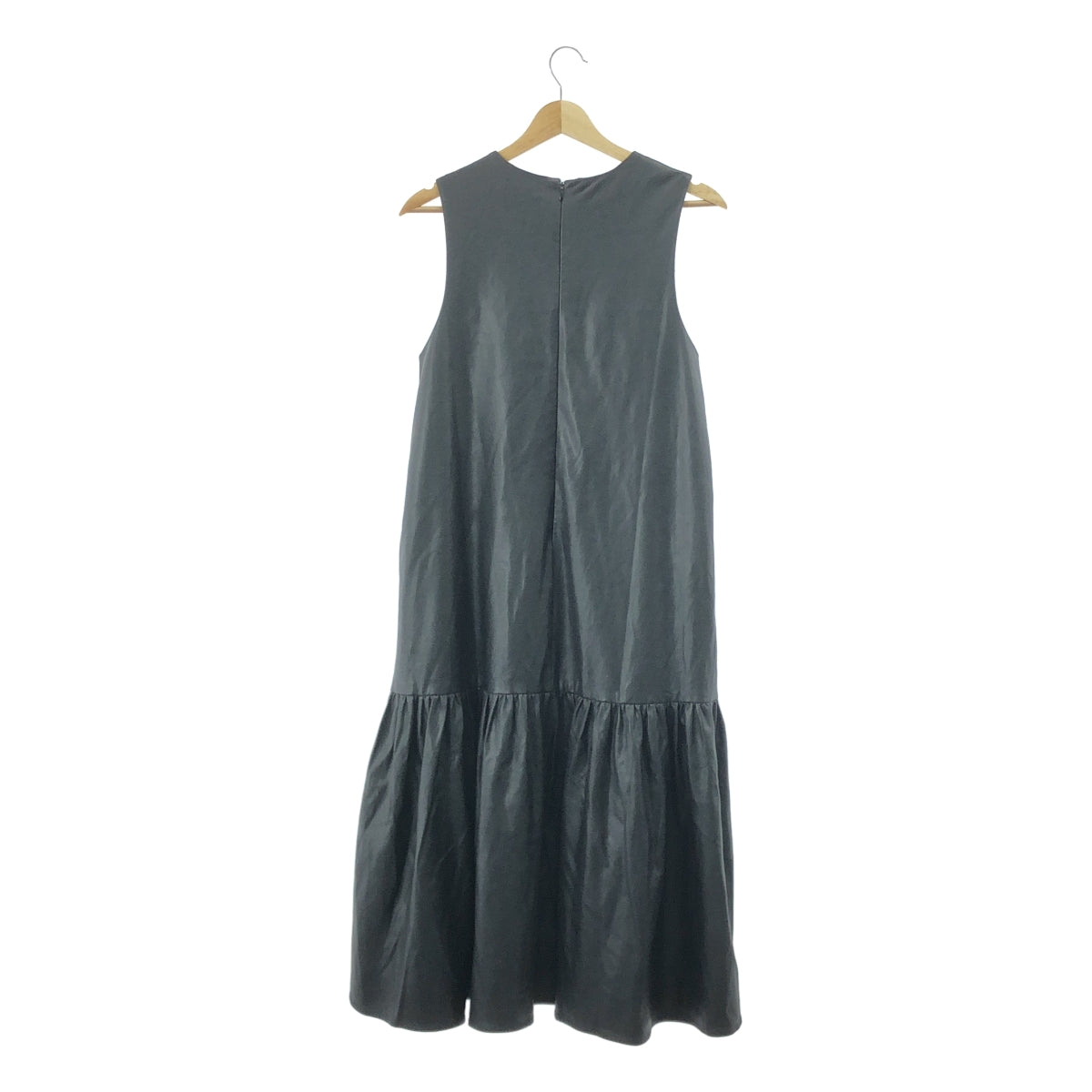 DOUBLE STANDARD CLOTHING / ダブルスタンダードクロージング | 2023AW | フェイクレザー ジャンパースカート ノースリーブ ワンピース | 38 | ブラック | レディース