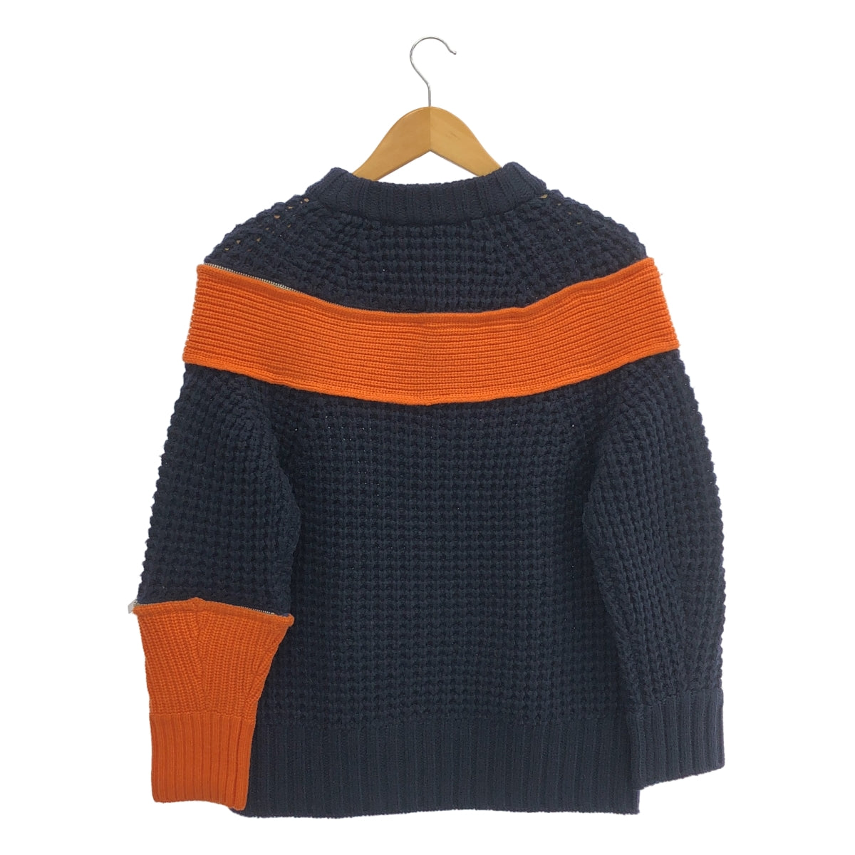 sacai / サカイ | zip attachment knit ジップ アタッチメント ニット | 1 | ネイビー/オレンジ | レディース