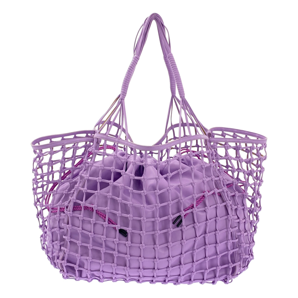 EMPORIO ARMANI / エンポリオアルマーニ | レザー 編み込み メッシュ 巾着 ドローストリング バスケット トートバッグ |