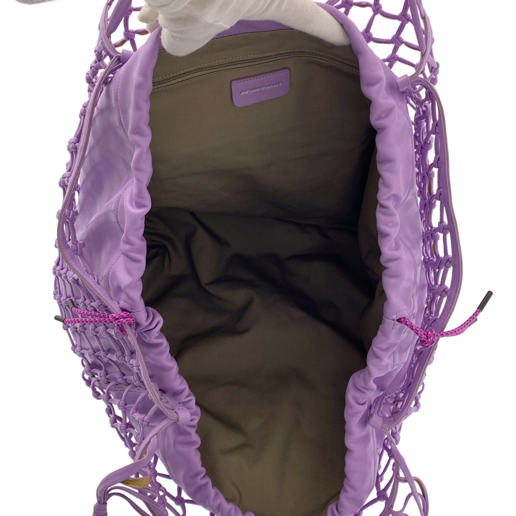 EMPORIO ARMANI / エンポリオアルマーニ | レザー 編み込み メッシュ 巾着 ドローストリング バスケット トートバッグ |