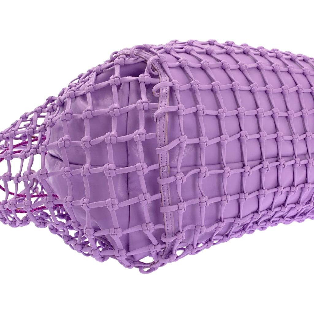 EMPORIO ARMANI / エンポリオアルマーニ | レザー 編み込み メッシュ 巾着 ドローストリング バスケット トートバッグ |