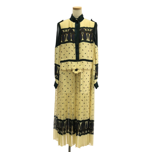 sacai / サカイ | Paisley Printed Dress  ペイズリープリント / プリーツ ドレス ワンピース | 1 | レディース