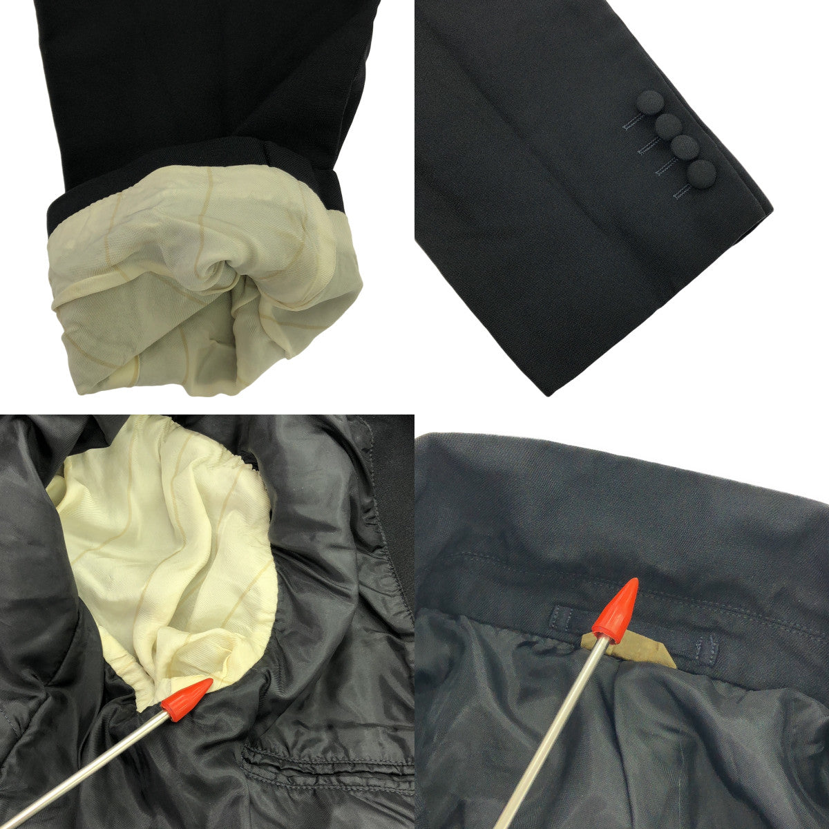 COMME des GARCONS HOMME DEUX / コムデギャルソンオムドゥ | 2017AW | ウール 染め加工 ノーカラージャケット / 柄裏地付き | S | ブラック | メンズ