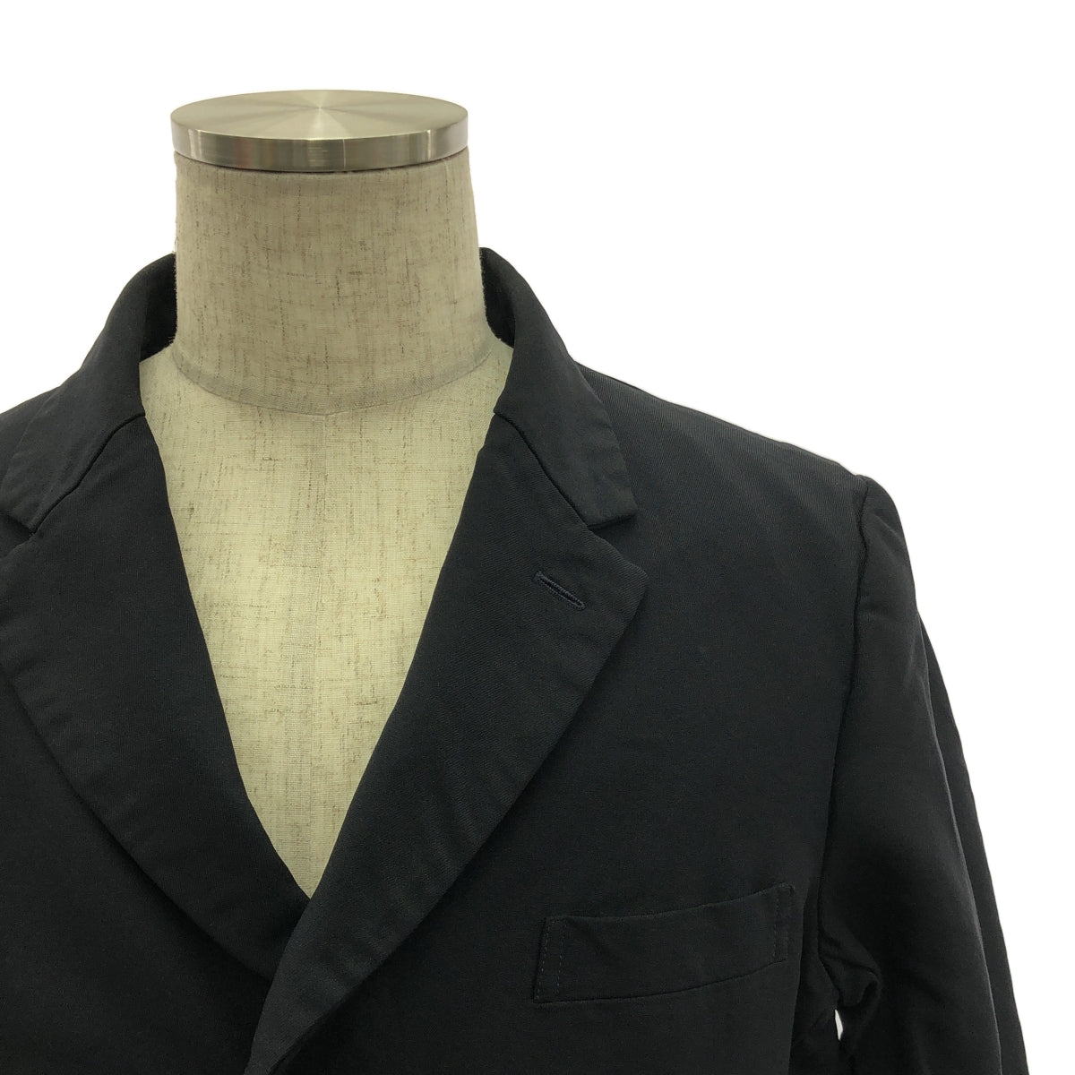 COMME des GARCONS HOMME DEUX / コムデギャルソンオムドゥ | 2017AW | ウール 染め加工 ノーカラージャケット / 柄裏地付き | S | ブラック | メンズ