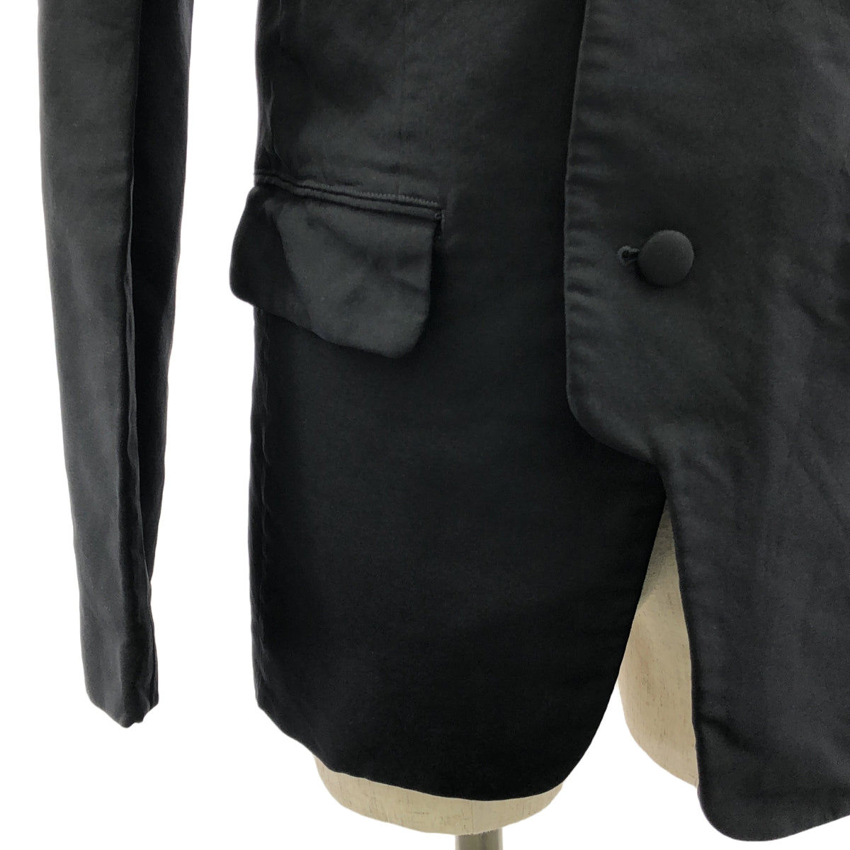 COMME des GARCONS HOMME DEUX / コムデギャルソンオムドゥ | 2017AW | ウール 染め加工 ノーカラージャケット / 柄裏地付き | S | ブラック | メンズ