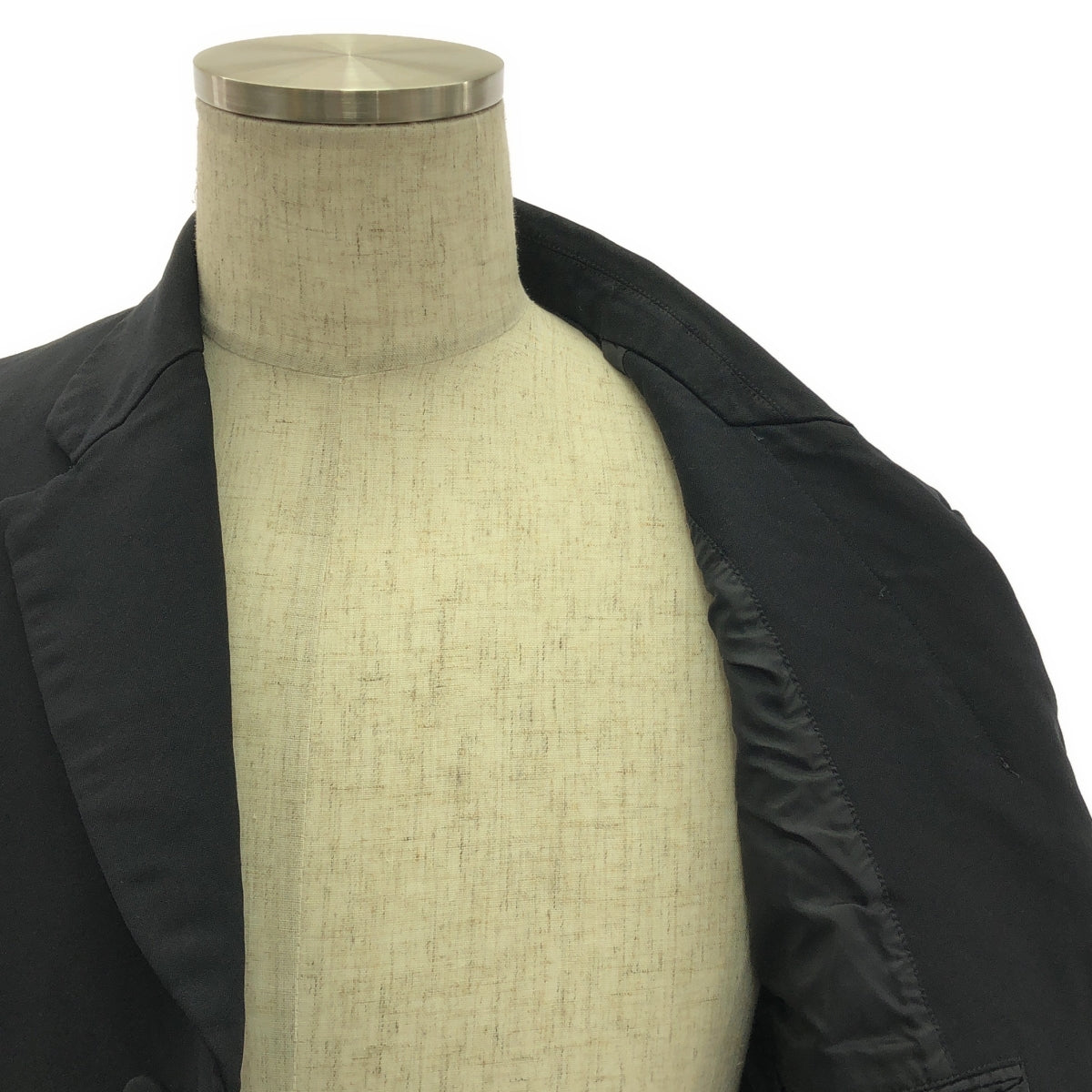 COMME des GARCONS HOMME DEUX / コムデギャルソンオムドゥ | 2017AW | ウール 染め加工 ノーカラージャケット / 柄裏地付き | S | ブラック | メンズ