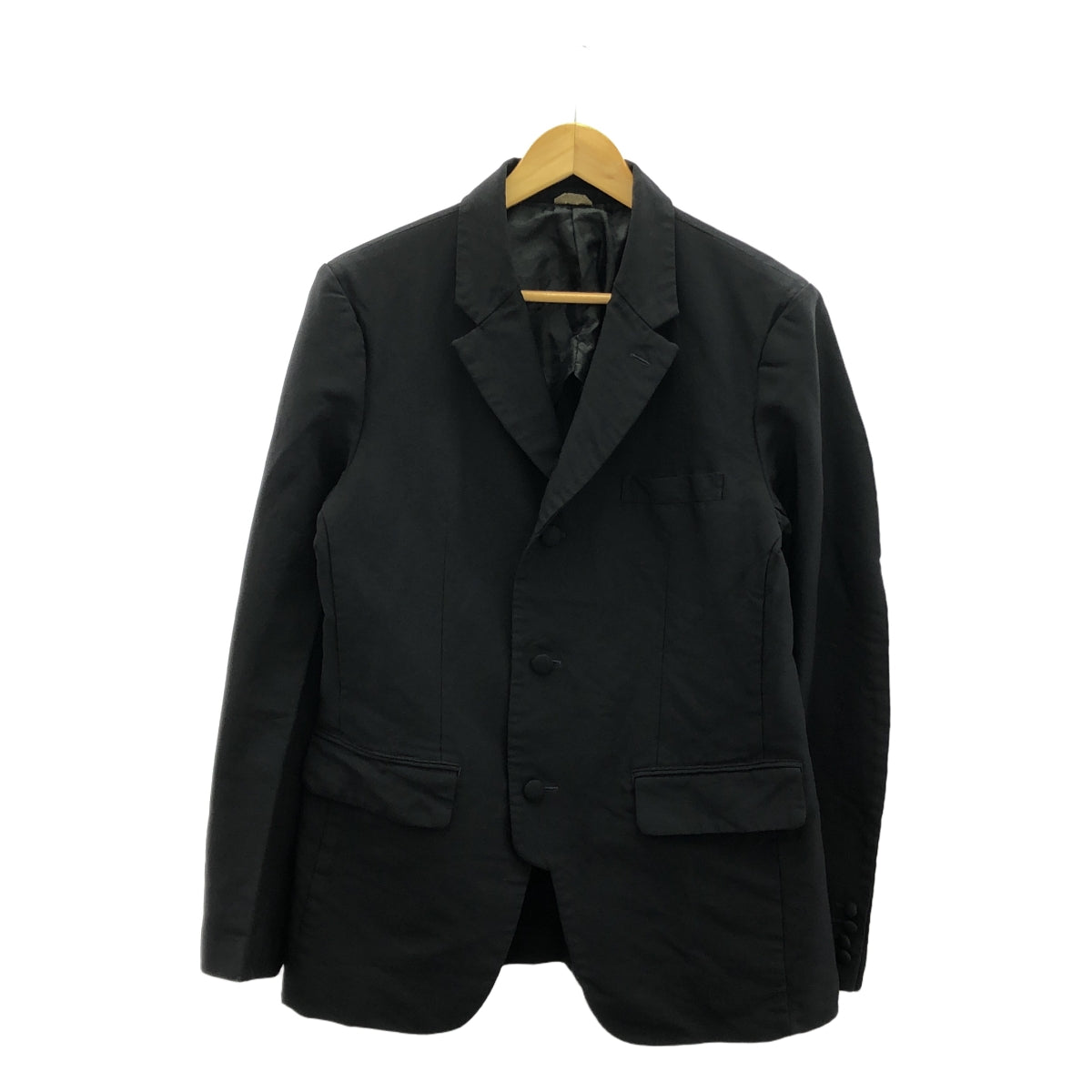 COMME des GARCONS HOMME DEUX / コムデギャルソンオムドゥ | 2017AW | ウール 染め加工 ノーカラージャケット / 柄裏地付き | S | ブラック | メンズ