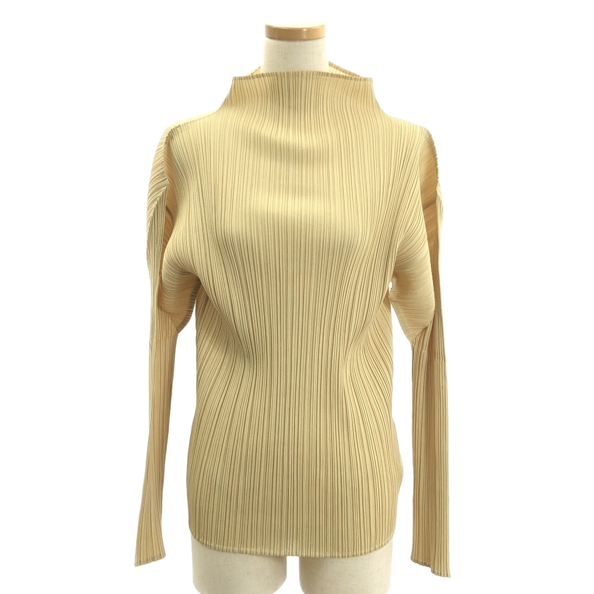 PLEATS PLEASE ISSEY MIYAKE / プリーツプリーズイッセイミヤケ | ハイネック プルオーバー トップス | 3 | ベージュ | レディース