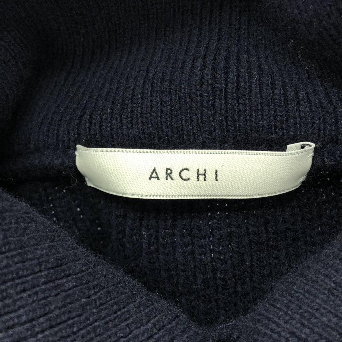 ARCHI / アーキ | RIB KNIT ZIP PULLOVER / レイヤードネック リブ ハーフジップ ニット プルオーバー | S | ダークネイビー | レディース
