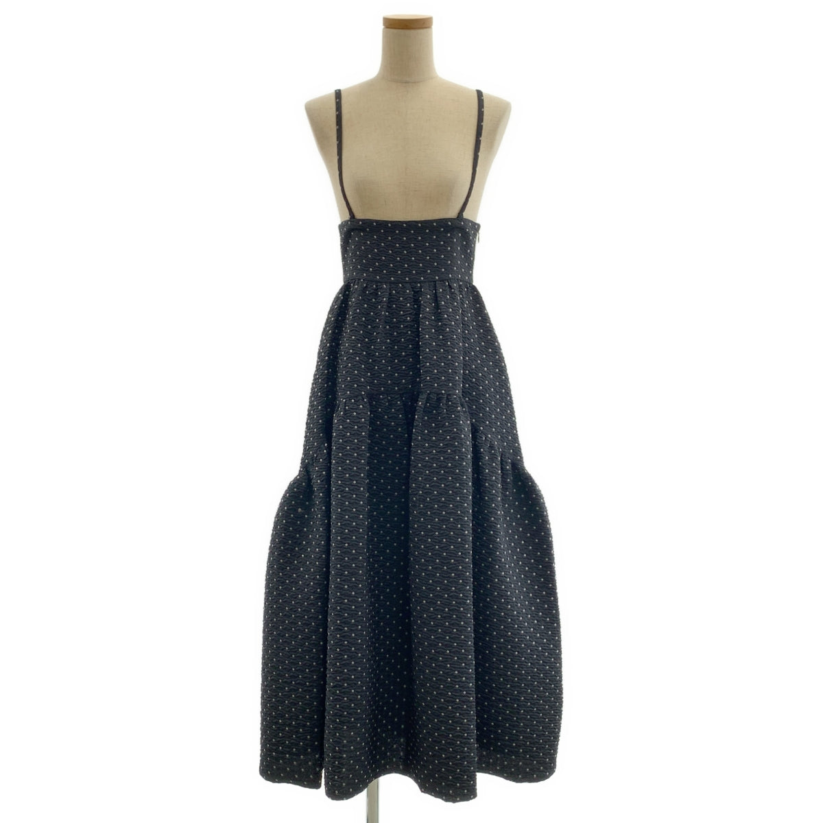 Bluelea / 불레아 | Dot Jacquard suspenders skirt 자카드 멜빵 스커트 | S | 여성