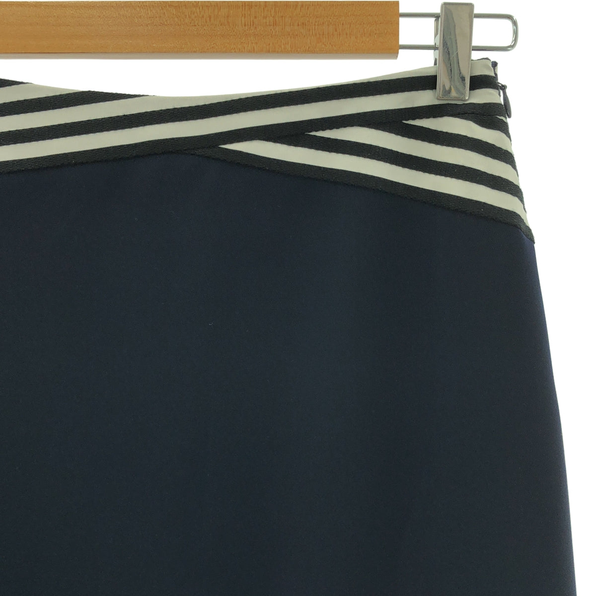 【美品】  BORDERS at BALCONY / ボーダーズアットバルコニー | FLARE SKIRT ウエストボーダー切替 フレアスカート | 38 | ネイビー | レディース