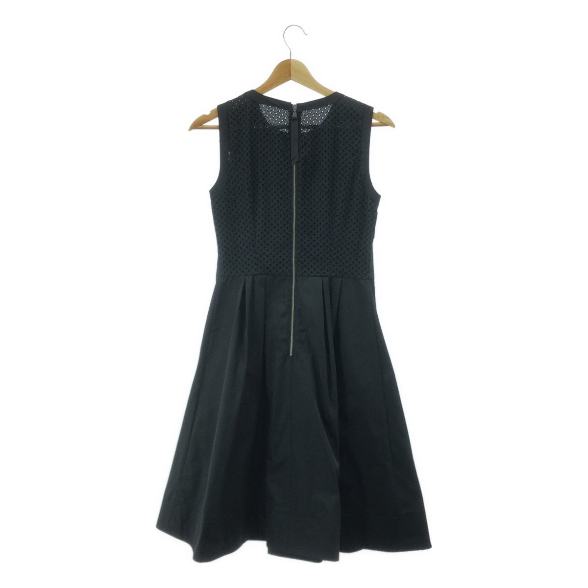 【美品】  FOXEY NEW YORK / フォクシーニューヨーク | ノースリーブ バックレース 切替 ワンピース | 40 | ブラック | レディース