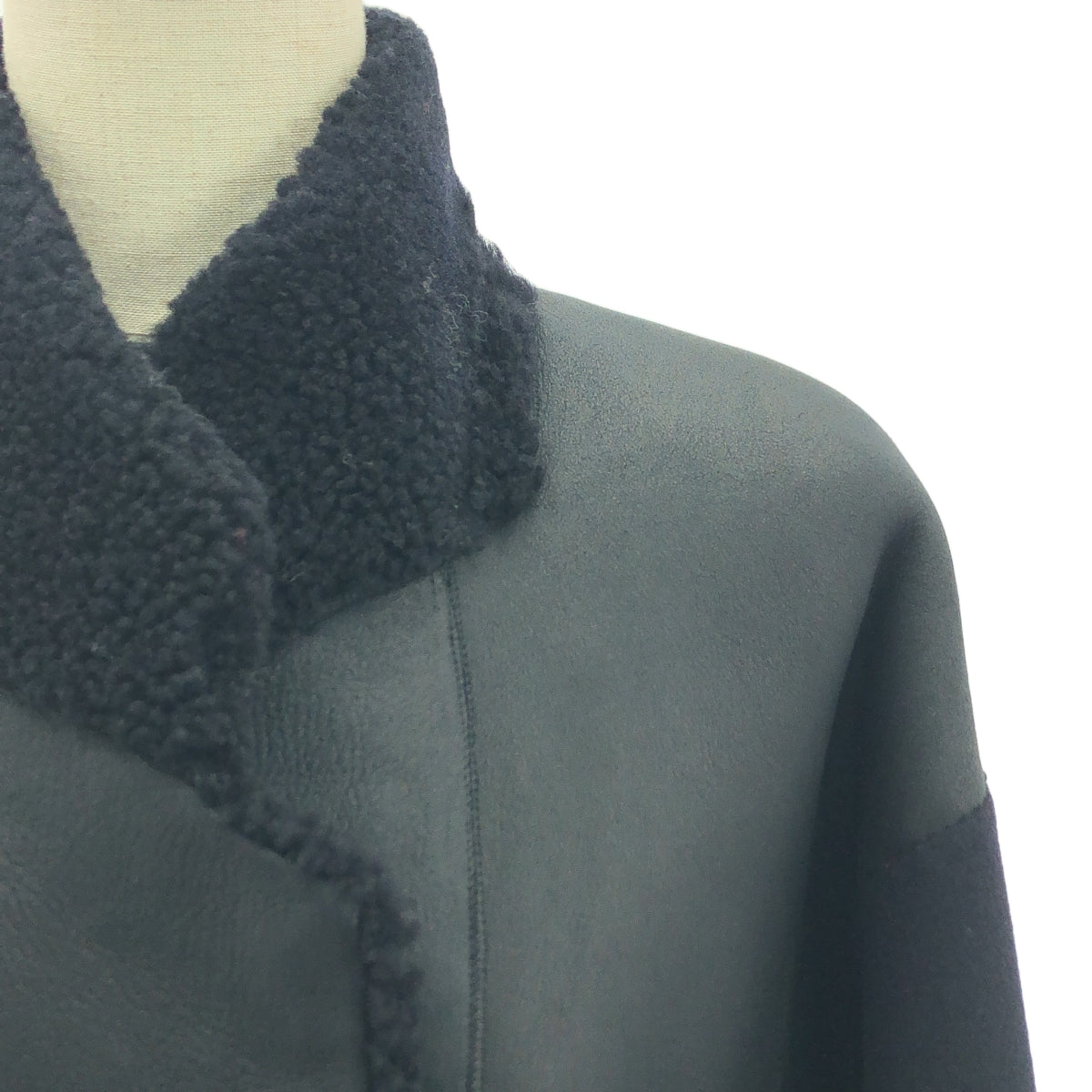 32PARADIS / トラントドゥパラディ | ウールカシミヤ メルトン切替 リバーシブル ムートン コート | S | ネイビー / ブラック | レディース